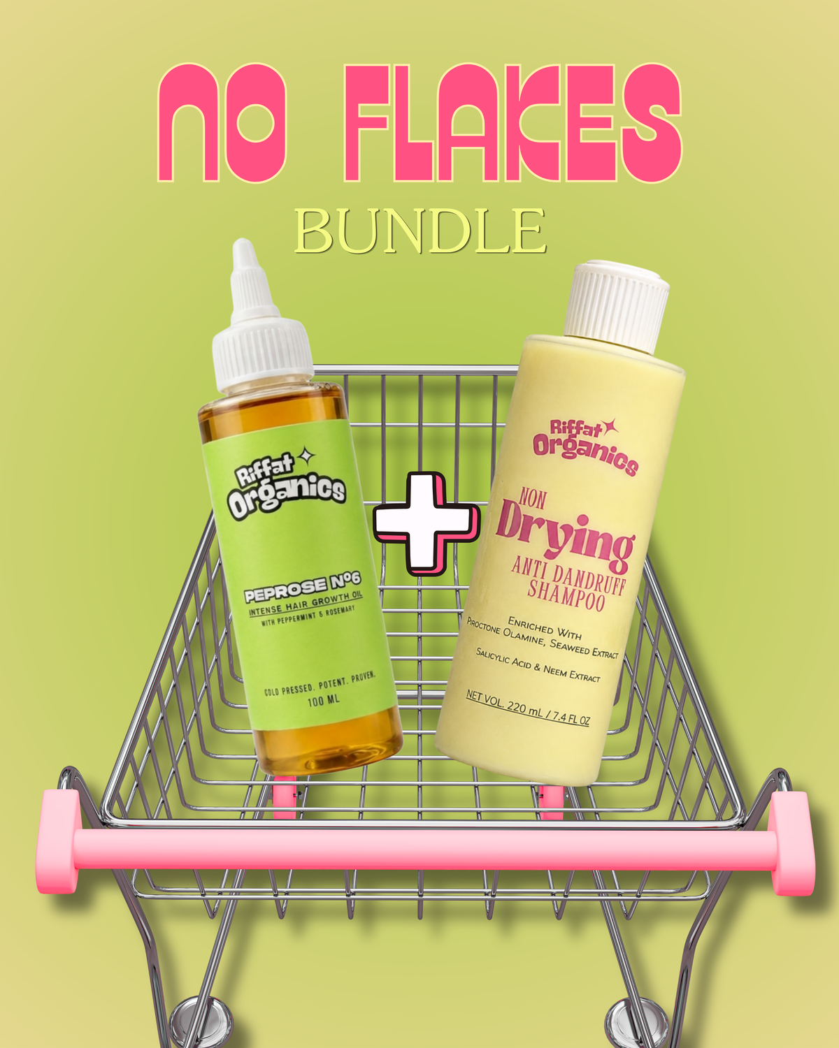 No Flakes Bundle - Non Drying Anti Dandruff Shampoo + Peprose N6 Intense Hair Growth Oil